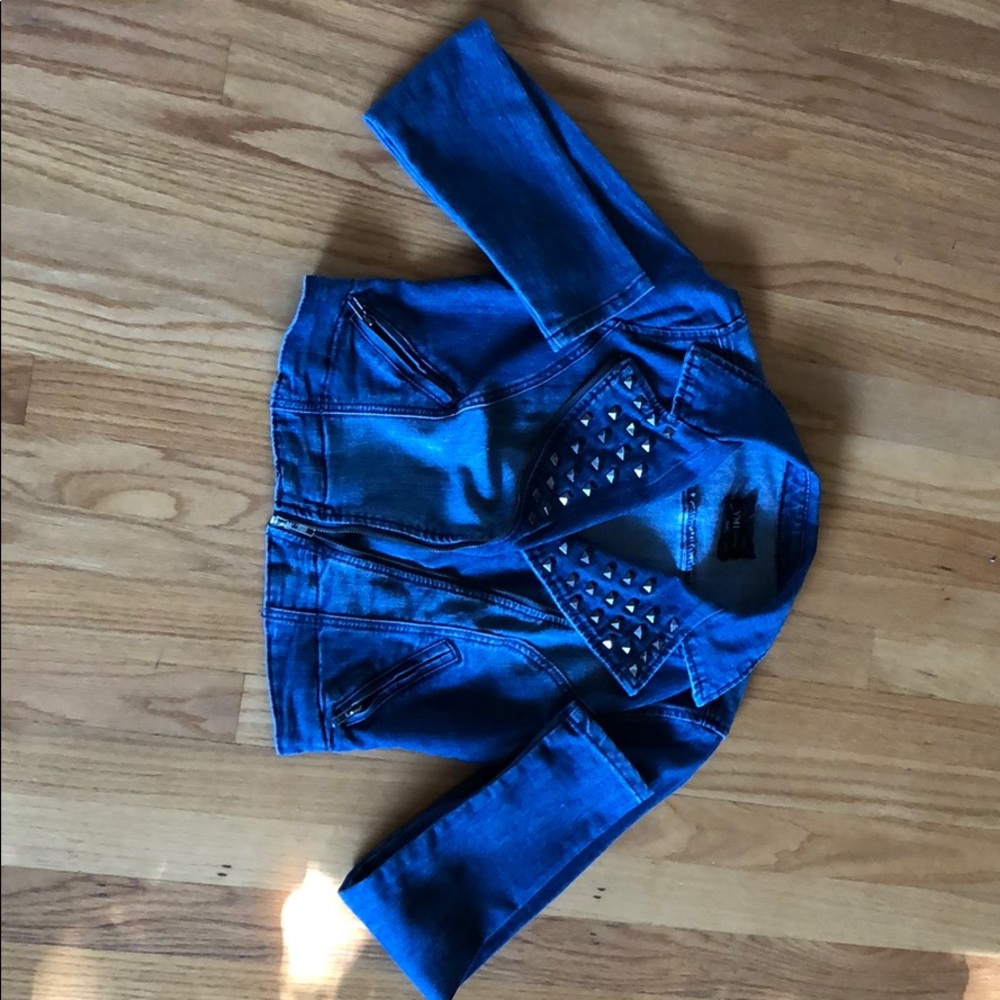 Studded crop denim jacket